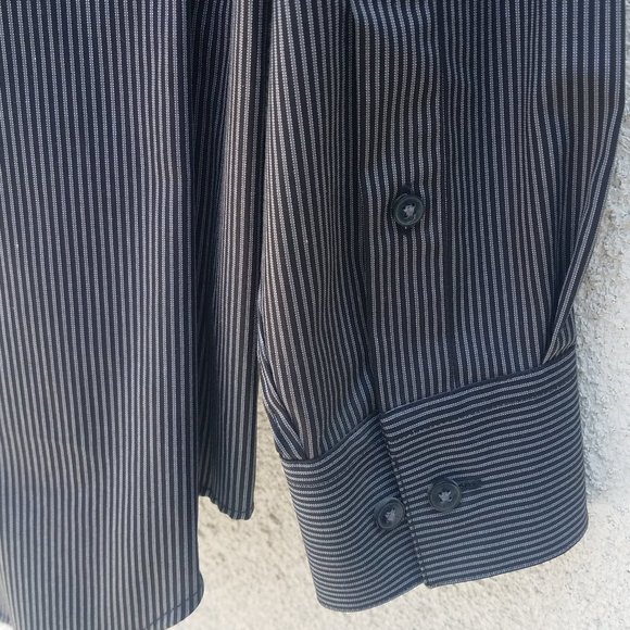Calvin Klein Black & Grey Striped Dress Shirt - Picture 7 of 16